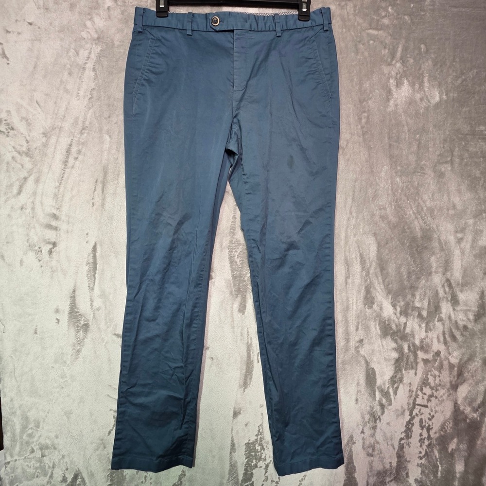 Mind Bridge Mens Blue Compact Yarn Chino Pants Size 34 Slim Fit
